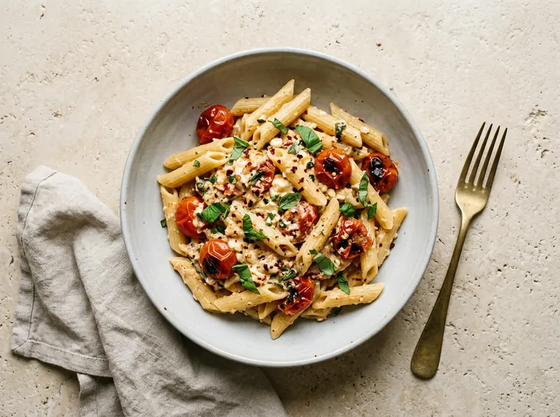 Baked feta & cherry tomato pasta