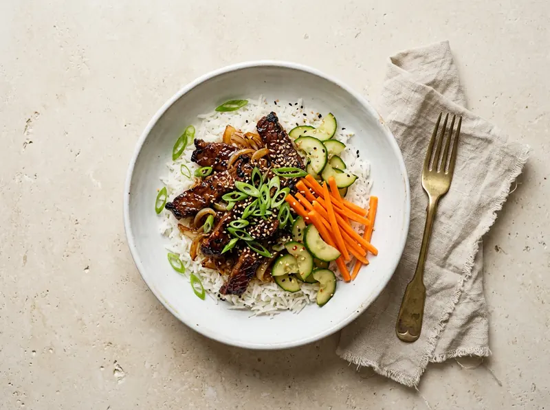 Beef bulgogi rice bowls