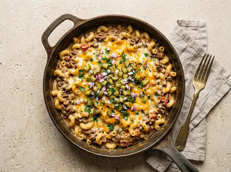 One-pot cheeseburger pasta