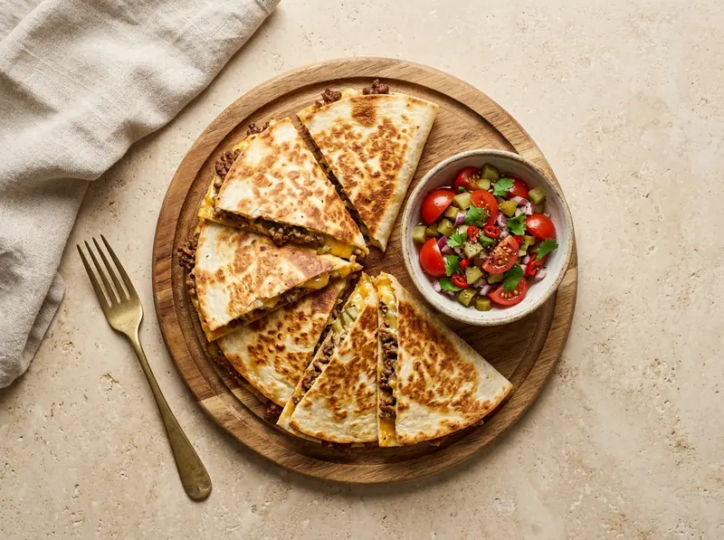 Cheeseburger quesadillas
