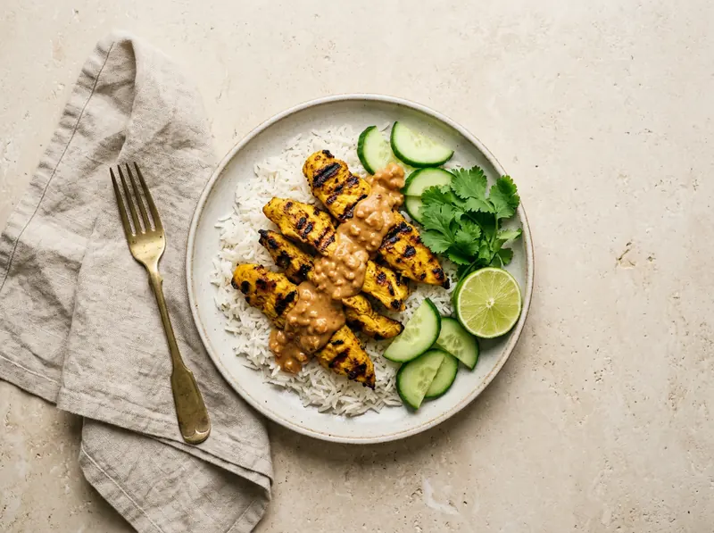 Chicken satay with peanut sauce