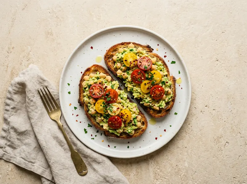 Smashed chickpea & avocado toast
