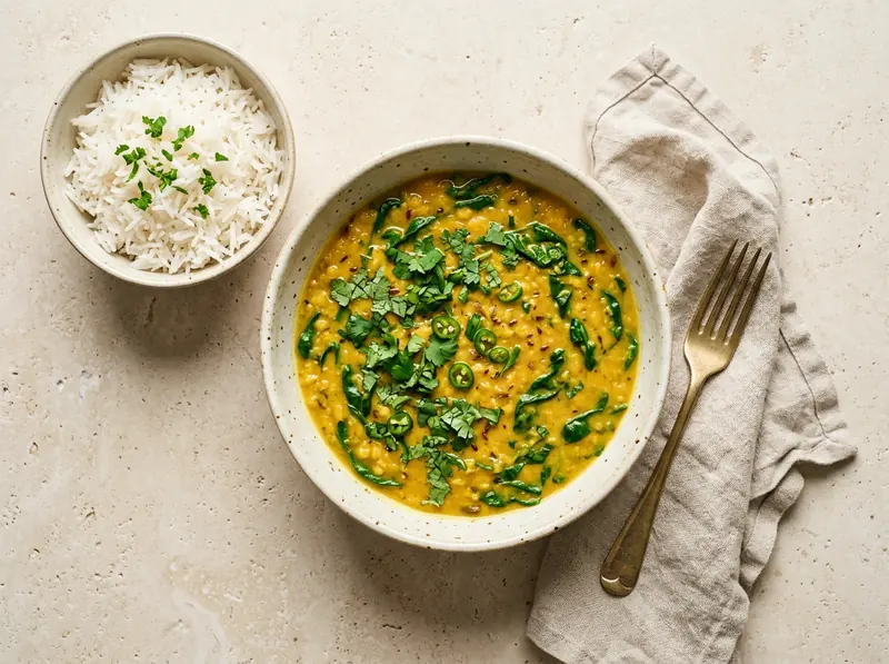 Coconut dal with spinach