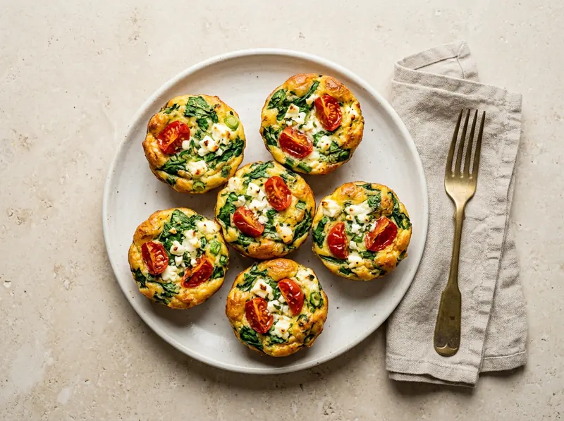 Spinach, feta & tomato egg muffins