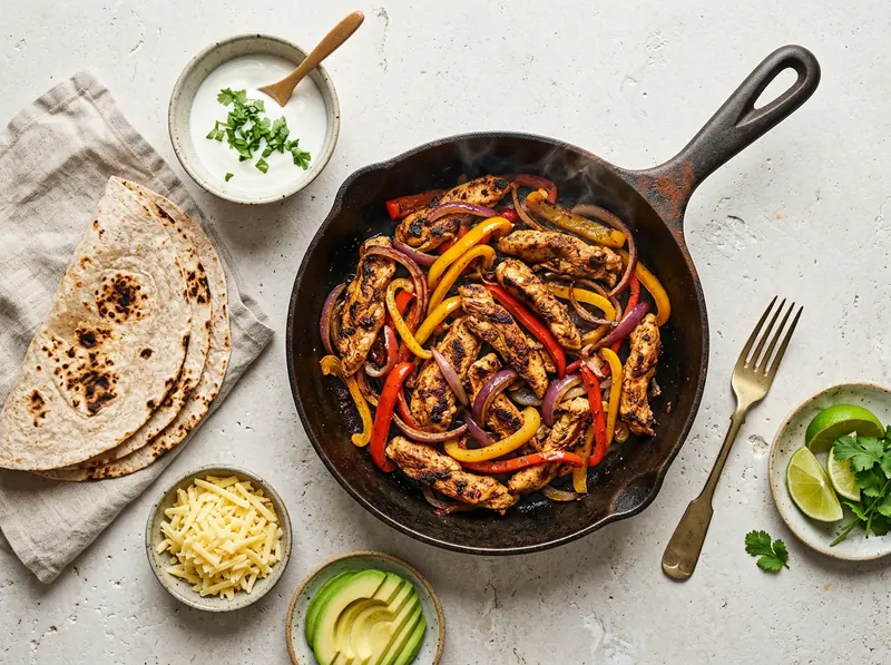 Sizzling chicken fajitas