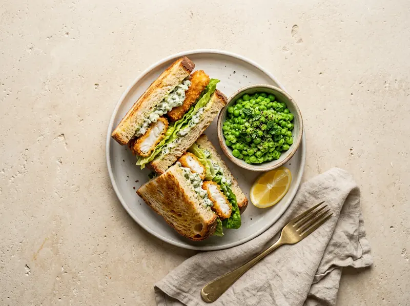 Fish finger sandwiches with tartare sauce