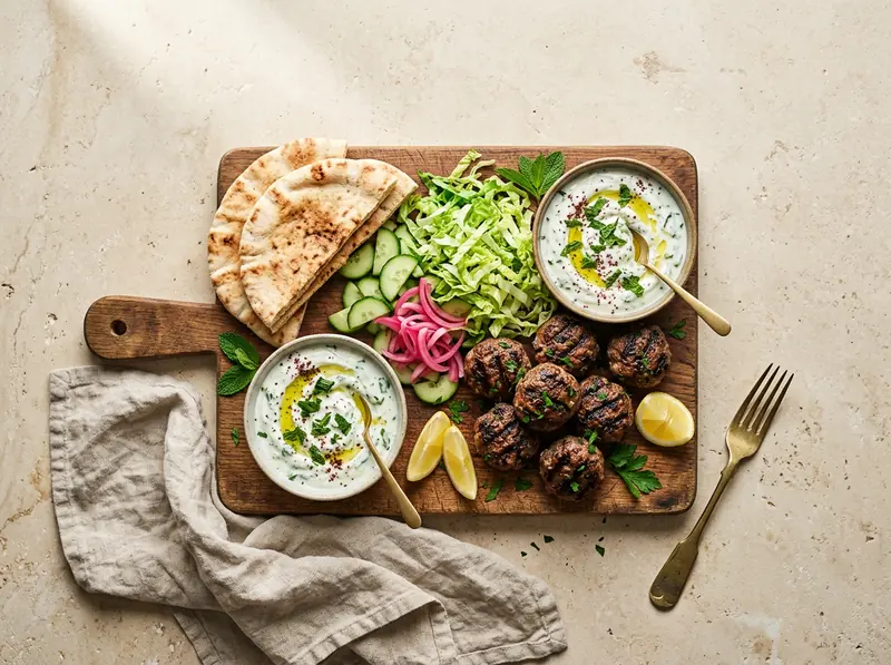 Lamb koftas with minty yoghurt