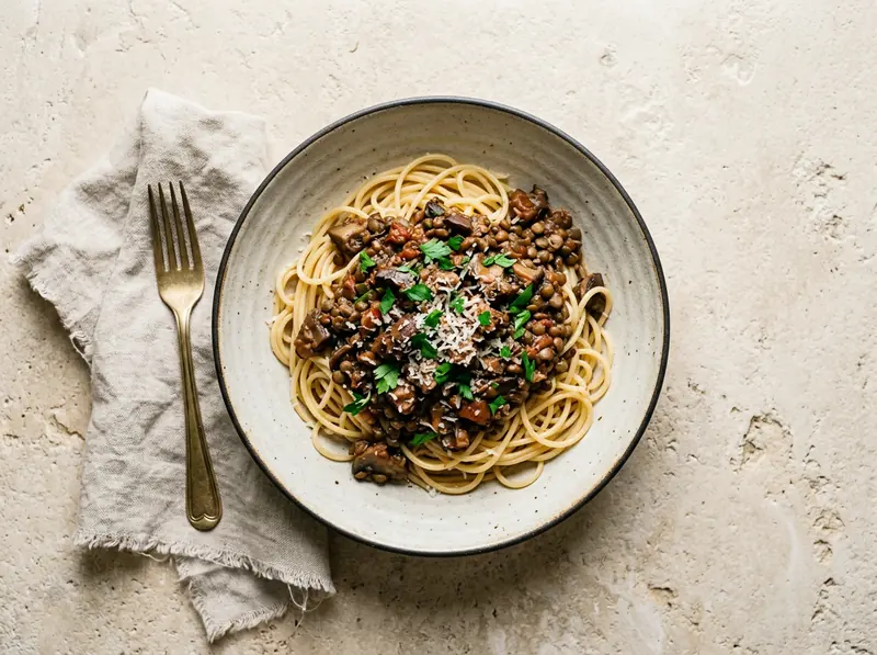 Mushroom & lentil ragù