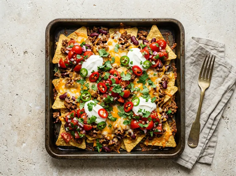 Loaded beef nachos