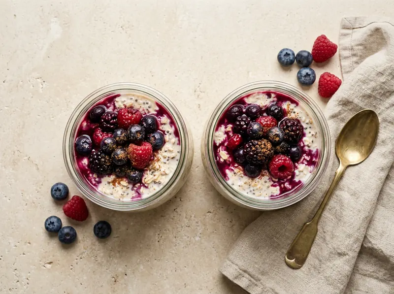 Berry & maple overnight oats