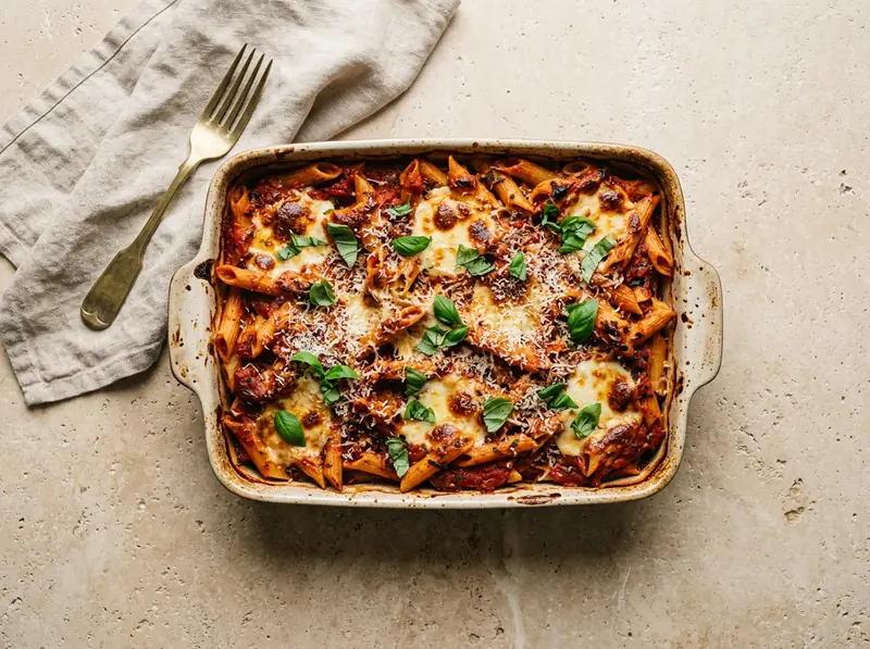 Tomato & mozzarella pasta al forno