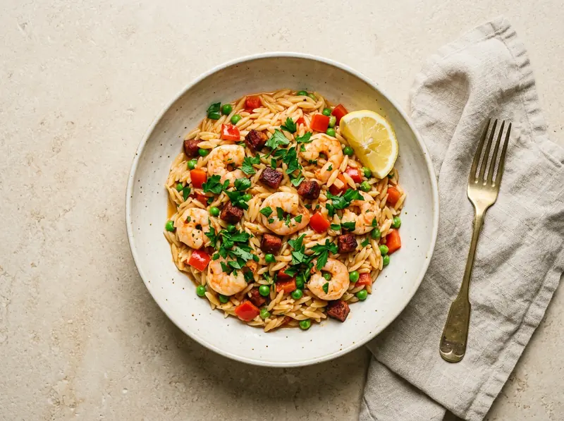 Prawn & chorizo orzo