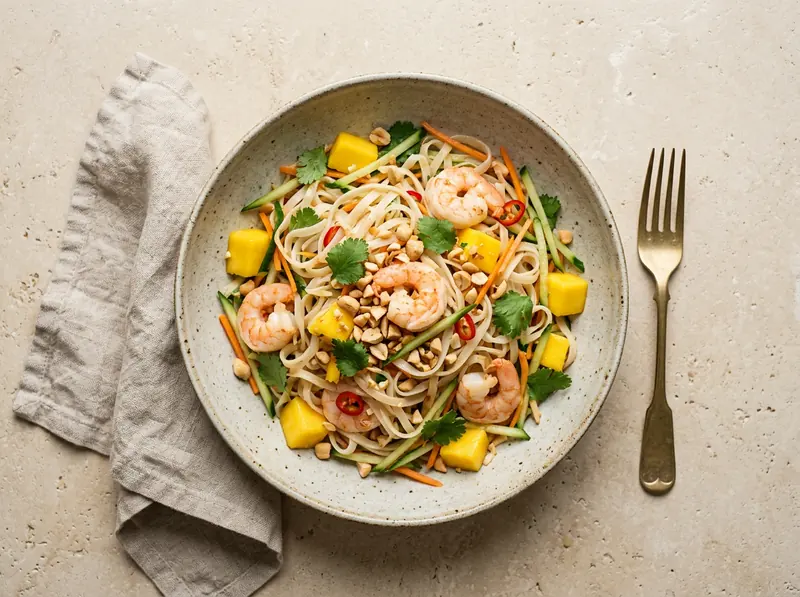 Prawn, mango & rice noodle salad