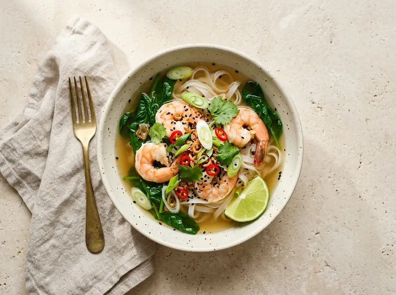 Ginger prawn noodle soup