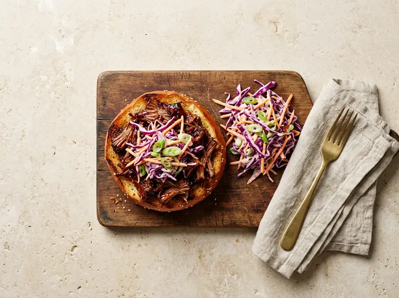 BBQ pulled pork buns with slaw