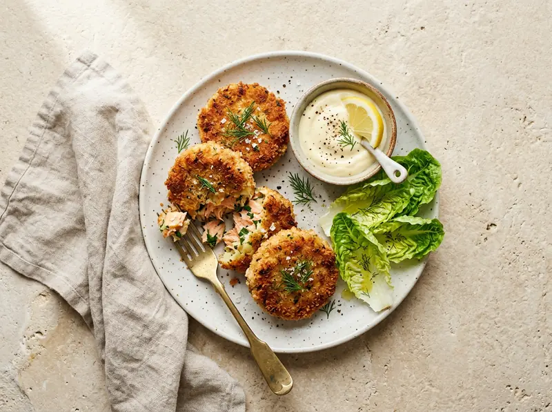 Salmon fishcakes with lemon mayo