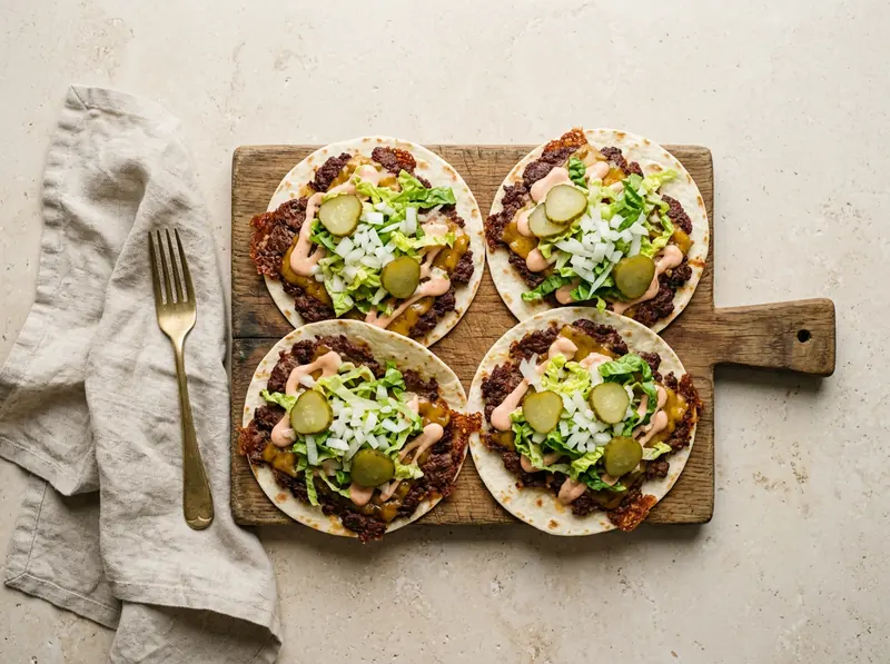 Smash burger tacos