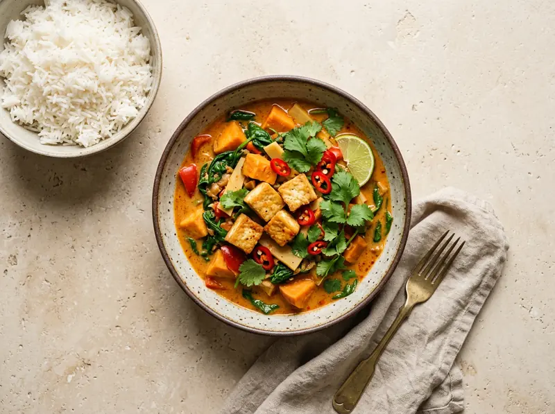 Thai red curry with tofu & sweet potato